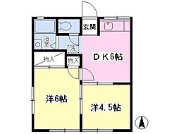 グリーンヒル南戸塚 2DKの間取図画像