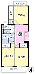 マンション築山第4D棟 3DKの間取図画像