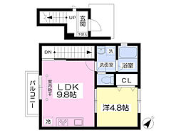 リバティー三春 1LDKの間取図画像