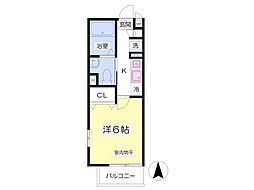 チェリーガーデン 1Kの間取図画像