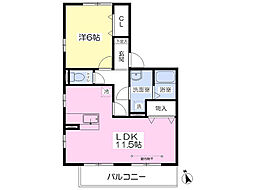 ヴェルドミール 1LDKの間取図画像
