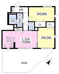 フォレストメゾン久里浜 2LDKの間取図画像
