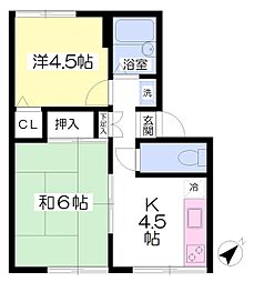 ヴァンベール逗子 2Kの間取図画像