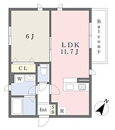 プランドール 1LDKの間取図画像