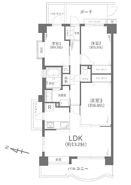 2面採光の部屋のある3LDK!日当たり良好です♪