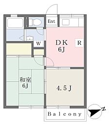 ハイツスマイル 2DKの間取図画像