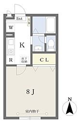 HARUTO二俣川 1Kの間取図画像