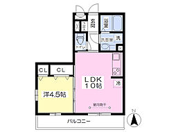 グリーングラスA 1LDKの間取図画像