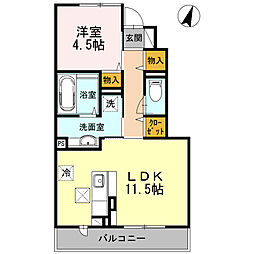 ヴィラコスモス 1LDKの間取図画像