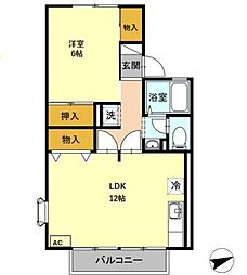 コンフォートヒルズ1番館 1LDKの間取図画像