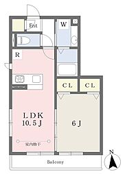 アステールC 1LDKの間取図画像