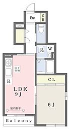 ルーエ2 1LDKの間取図画像
