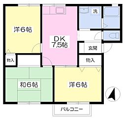 セジュール本郷 3DKの間取図画像