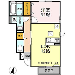 ディールーム上菅田 1LDKの間取図画像