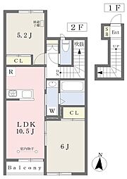 横浜市瀬谷区北新アパート 2LDKの間取図画像