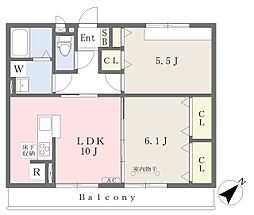 モンレーヴ 2LDKの間取図画像