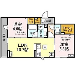 相模原市中央区中央3丁目アパート 2LDKの間取図画像