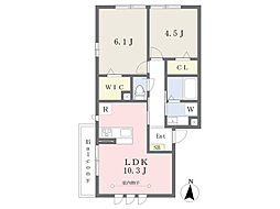 ドムスグランス 2LDKの間取図画像