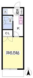 グランス小園A 1Kの間取図画像