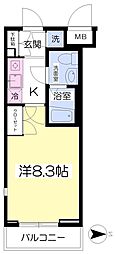 グランツ大和 1Kの間取図画像