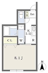 グレートオーク 1Kの間取図画像
