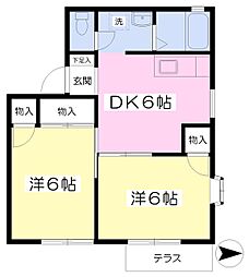 宮久保'90 2DKの間取図画像