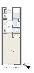 クローバーハウス 1Kの間取図画像