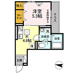 ラ・ヴィレッタ茅ヶ崎 1Kの間取図画像