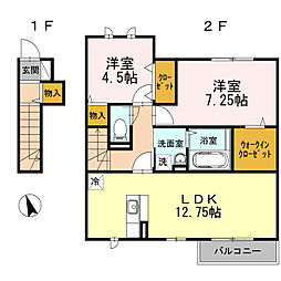 ルミエール鎌倉 2LDKの間取図画像