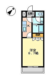 パールハイム鎌倉 1Kの間取図画像