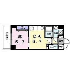 スアヴィス平塚八重咲 1DKの間取図画像