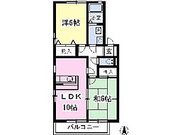 サザンクロスF弐番館 2LDKの間取図画像