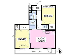 ボナールA 2LDKの間取図画像