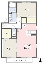 ラマージュ湘南B 2LDKの間取図画像