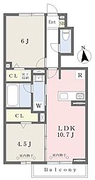 ヴィラルーナ 2LDKの間取図画像