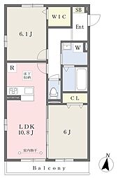 アリエッタ湘南 2LDKの間取図画像