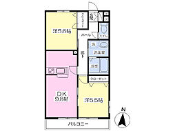 サンシャイン湘南 2DKの間取図画像