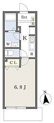 藤沢市長後AP 1Kの間取図画像