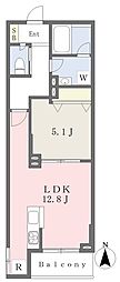 フォーチュン 3階1LDKの間取り