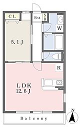 モンシャトーE.II 1LDKの間取図画像