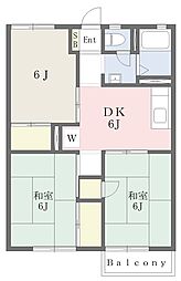 プランドール山際 3DKの間取図画像