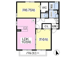 シャルマン大坂上 2LDKの間取図画像