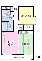 パークサイドビル 2DKの間取図画像