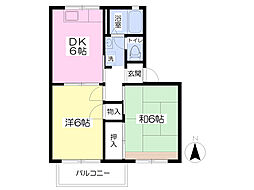 カーサ・ビアンカ 2DKの間取図画像