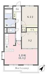 マンション幸栄 2LDKの間取図画像