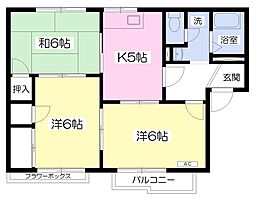 アニバーサリー 3Kの間取図画像