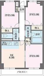 スカイコート 3DKの間取図画像