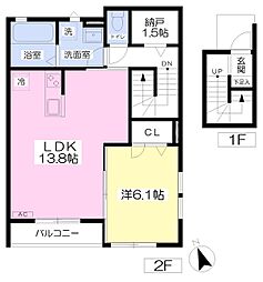 Dwell2 1LDKの間取図画像