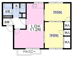 アニバーサリー 2LDKの間取図画像
