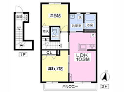 フォレナ・M2 2LDKの間取図画像